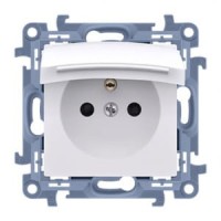 Simon 10 Gniazdo wtyczkowe z uziemieniem do wersji IP44 z uszczelką – klapka w kolorze pokrywy (moduł) 16A, 250V~, szybkozłącza, Biały CGZ1BC.01/11