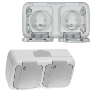 Viko by Panasonic Palmiye Gniazdo natynkowe podwójne IP54 szary
