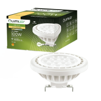 LUMILED Żarówka LED G53 AR111 15W 1521lm 3000K Ciepła 24° 12V AC/DC Srebrna