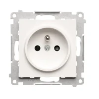 Simon 55 Gniazdo wtyczkowe pojedyncze z uziemieniem i przesłonami (moduł) 16 A, 250 V~,szybkozłącza Biały mat TGZ1CZ.01/111