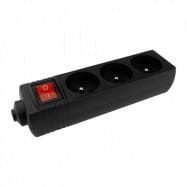 Ecolight Listwa zasilająca 3 gn z/u z wyłącznikiem CZARNA M20583