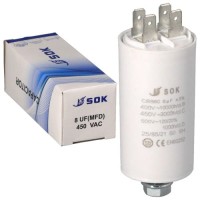 Kondensator rozruchowy do silników 8uF 450V 15cm przewód 35x65mm