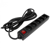 Ecolight Przedłużacz 5 gniaz. 5m z/u 3x1.5mm z wyłącznikiem CZARNY