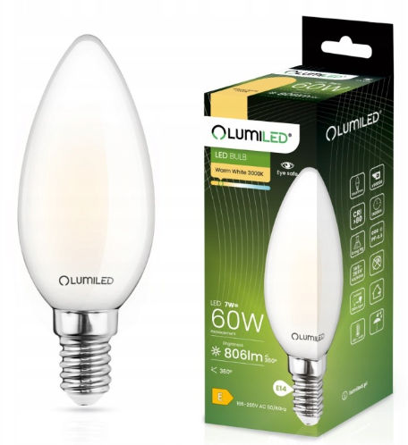 LUMILED ŻARÓWKA LED ŚWIECA FIL FR 7W E14 806LM 3000K