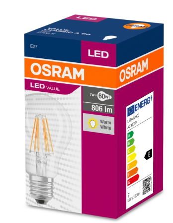OSRAM Żarówka FILAVALUE CL A60 E27 6,5W 806lm