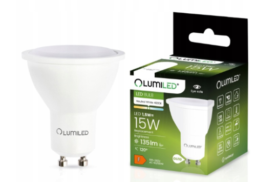 LUMILED Żarówka LED GU10 1,5W 135lm 4000K 120°