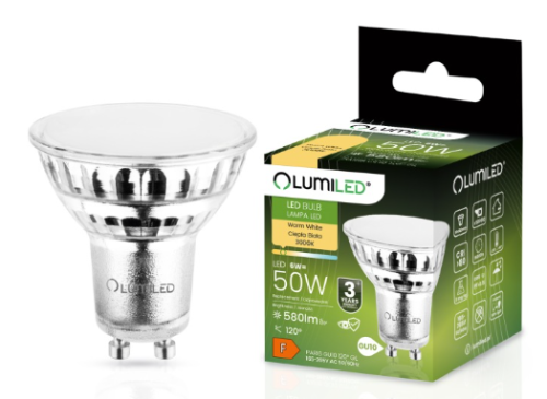 LUMILED Żarówka LED GU10 6W 580lm 3000K Ciepła 120°