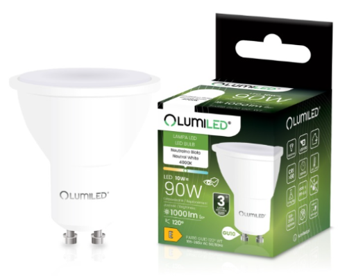LUMILED Żarówka LED GU10 10W 1000lm 4000K Neutralna 120°