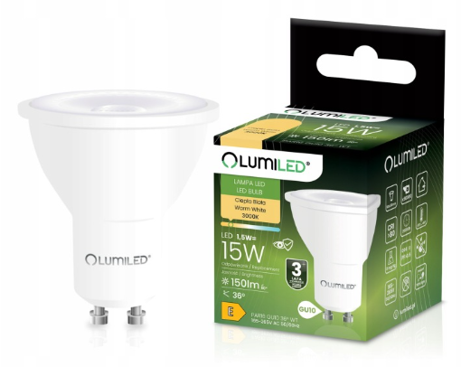 LUMILED Żarówka LED GU10 1,5W 150lm 3000K 36°