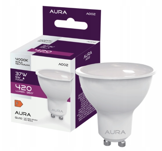 Żarówka LED GU10 AURA 5W/N 420LM 4000K A002