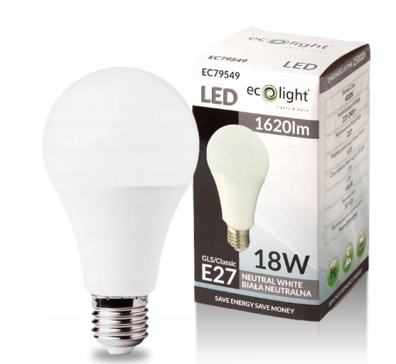 Żarówka Ecolight E27 18W 4000K 1800lm EC79549