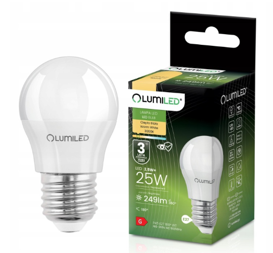ŻARÓWKA LUMILED LED KULKA 2,5W E27 249LM CB