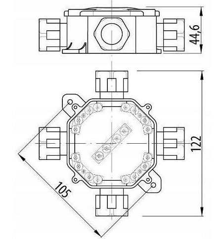 Puszka n/t hermetyczna PH PG16 75x75x33 5x4mm2 IP67 szara A.0035