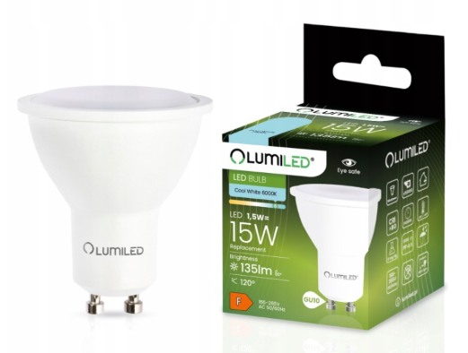 LUMILED Żarówka LED GU10 1,5W 135lm 6500K 120°