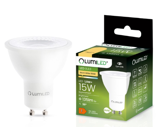 LUMILED Żarówka LED GU10 1,5W 135lm 3000K 36°