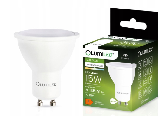LUMILED Żarówka LED GU10 1,5W 135lm 4000K 120°