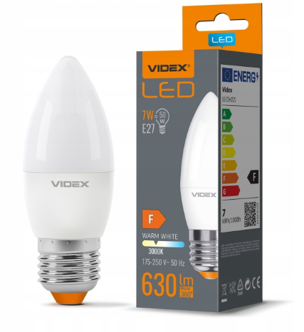 ŻARÓWKA VIDEX E27 C37 7W WW