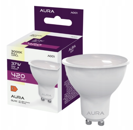 Żarówka LED GU10 AURA 5W/C 420LM 3000K A001