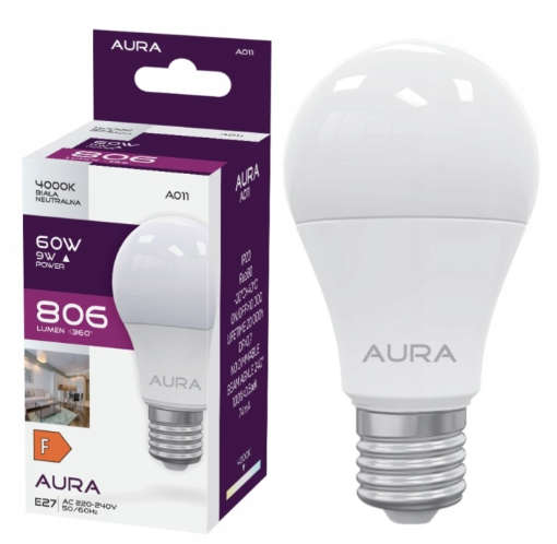 Żarówka LED AURA E27 A60 9W 4000K 806lm A011 Dioled